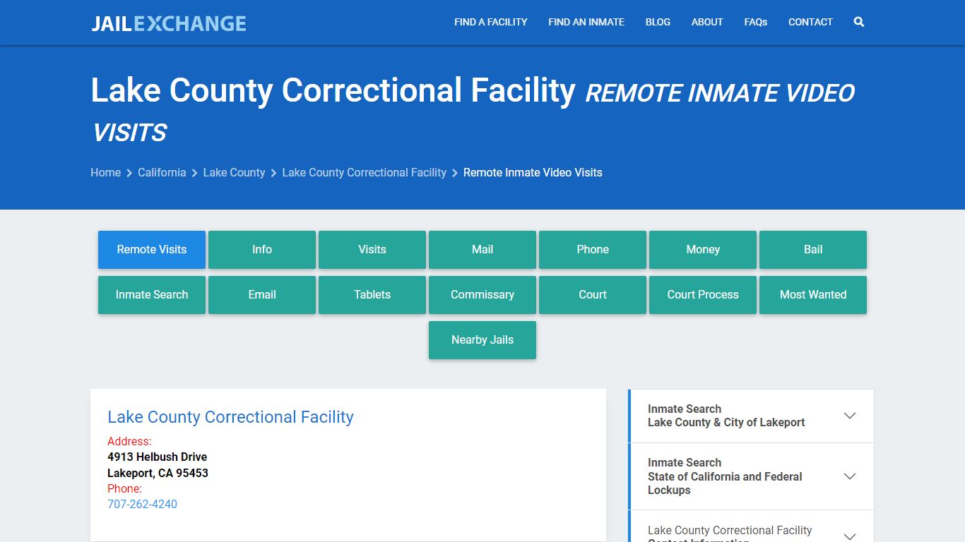 Video Visitation - Lake County Correctional Facility, CA - Jail Exchange